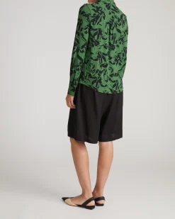 Elbe Liquid Jersey Shirt Classic Fit Green Sgraffito Print