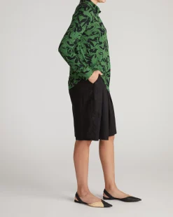 Elbe Liquid Jersey Shirt Classic Fit Green Sgraffito Print