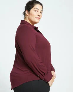Elbe Popover Liquid Jersey Shirt Classic Fit Black Cherry