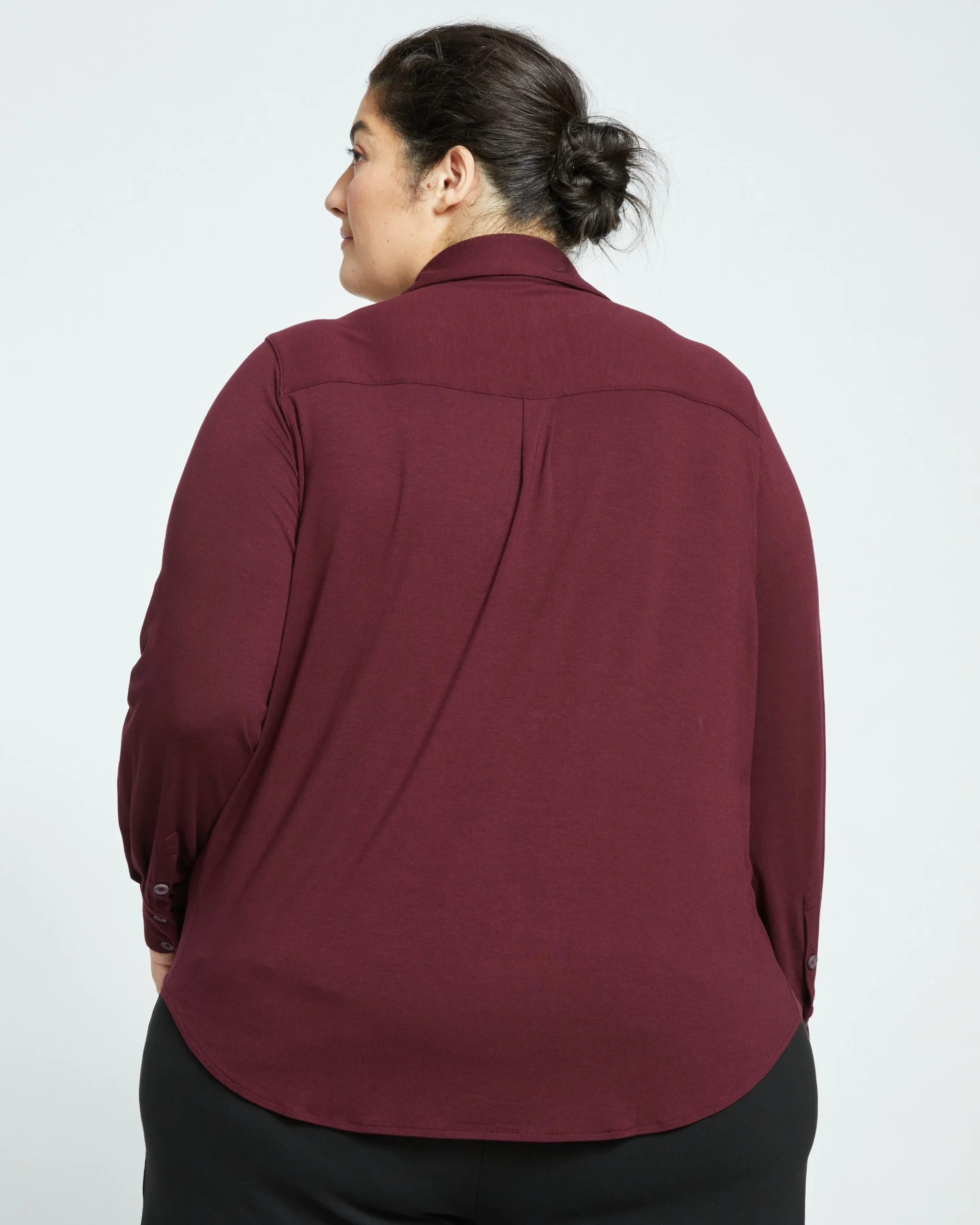 Elbe Popover Liquid Jersey Shirt Classic Fit Black Cherry