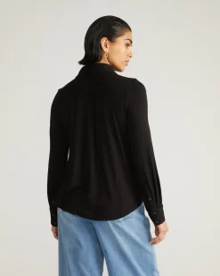 Elbe Popover Liquid Jersey Shirt Classic Fit Black