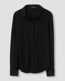 Elbe Popover Liquid Jersey Shirt Classic Fit Black