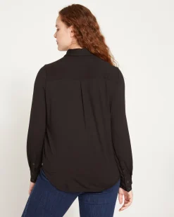 Elbe Popover Liquid Jersey Shirt Classic Fit Black