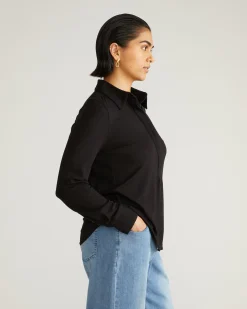 Elbe Popover Liquid Jersey Shirt Classic Fit Black