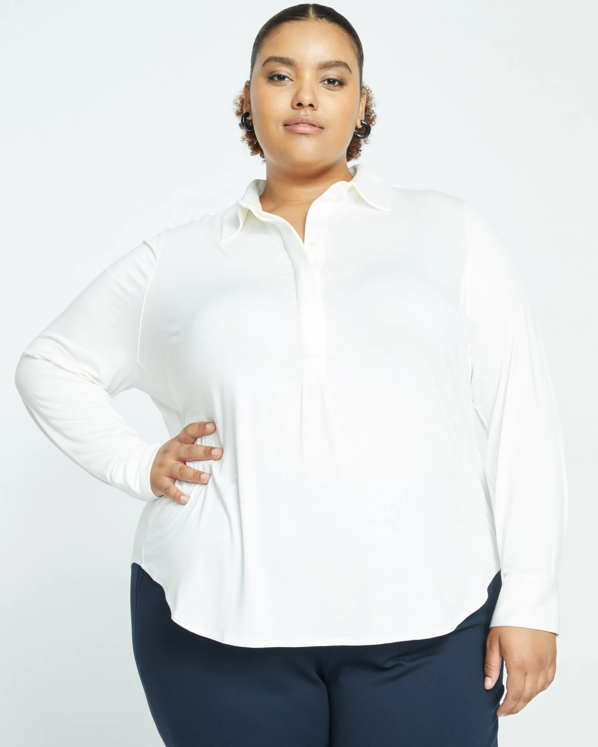 Elbe Popover Liquid Jersey Shirt Classic Fit White