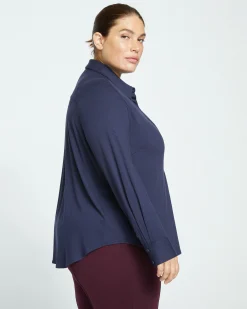 Elbe Popover Liquid Jersey Shirt Classic Fit Midnight