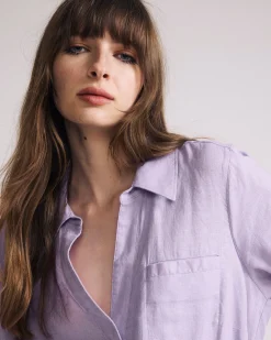 Elbe Popover Stretch Linen Blend Shirt Orchid