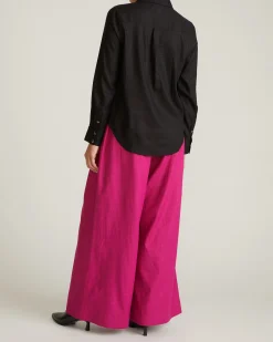 Elbe Popover Stretch Linen Blend Shirt Black