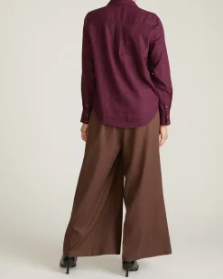 Elbe Popover Stretch Linen Blend Shirt Acai