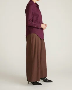 Elbe Popover Stretch Linen Blend Shirt Acai