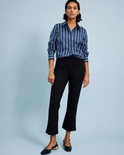 Elbe Popover Stretch Poplin Shirt Classic Fit Ensign Blue/White Stripe