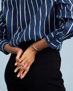 Elbe Popover Stretch Poplin Shirt Classic Fit Ensign Blue/White Stripe