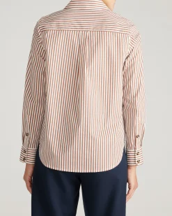 Elbe Popover Stretch Poplin Shirt Classic Fit Allspice/White Stripe