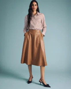Elbe Popover Stretch Poplin Shirt Classic Fit Allspice/White Stripe