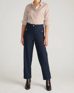 Elbe Popover Stretch Poplin Shirt Classic Fit Allspice/White Stripe