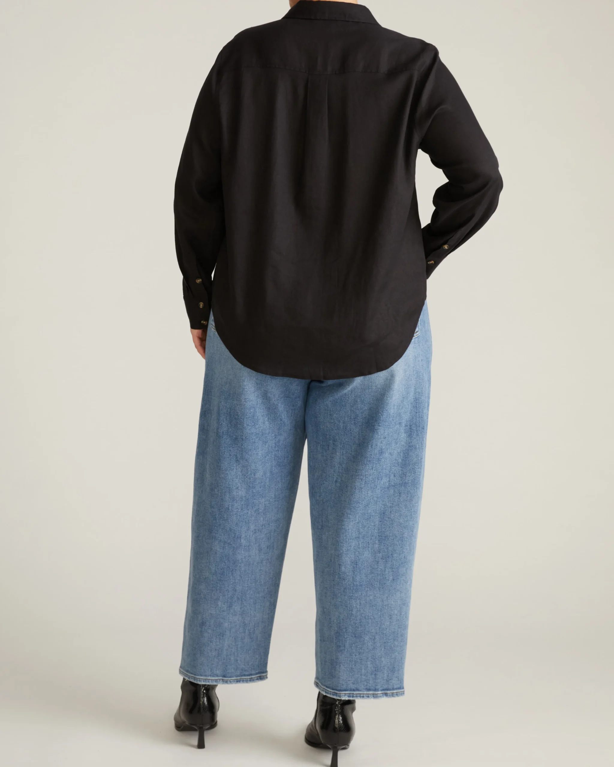 Elbe Stretch Linen Blend Shirt Black