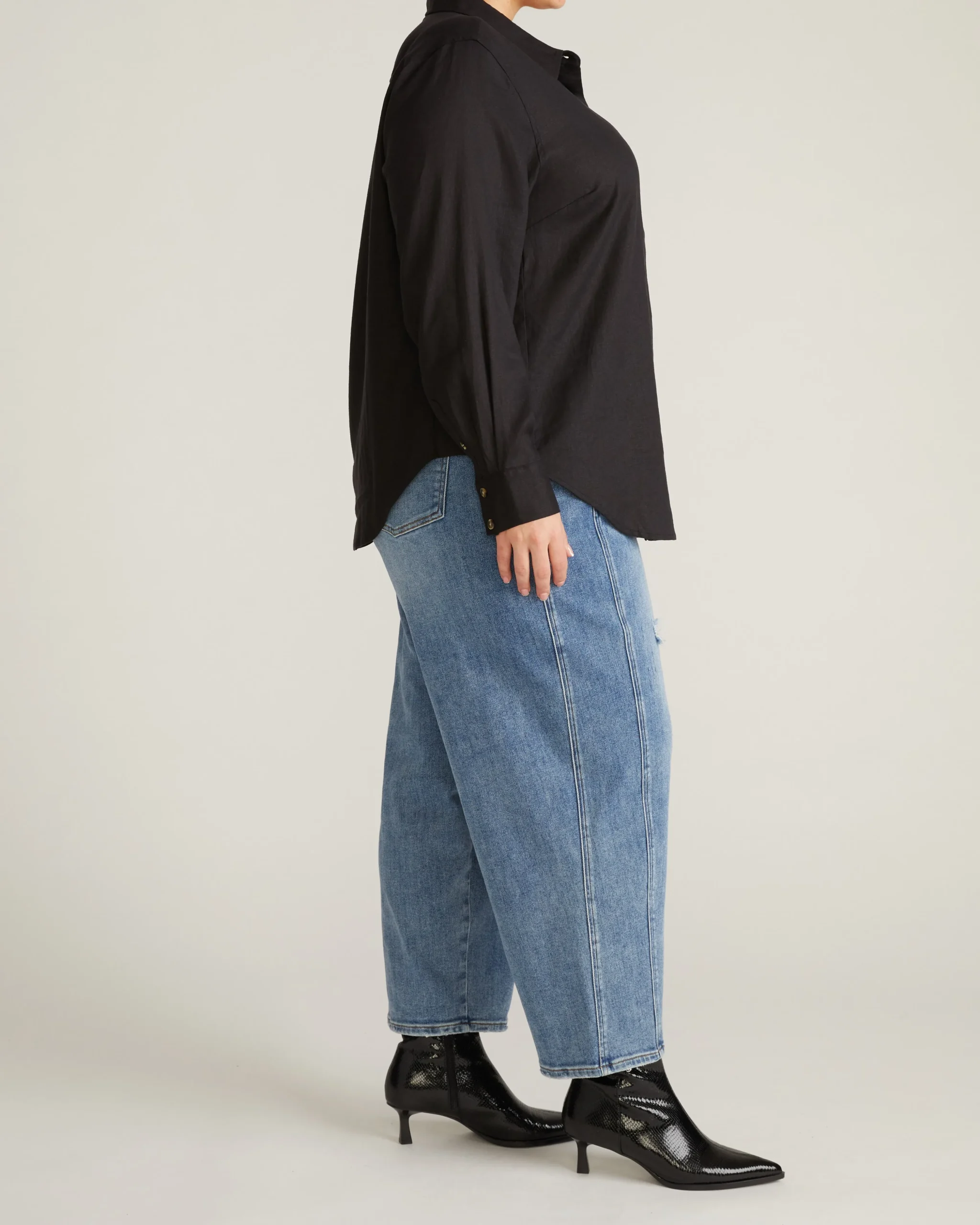 Elbe Stretch Linen Blend Shirt Black