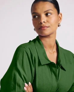 Elbe Stretch Linen Blend Shirt Green Park