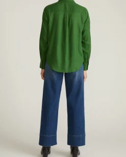 Elbe Stretch Linen Blend Shirt Green Park
