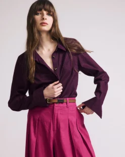 Elbe Stretch Linen Blend Shirt Acai