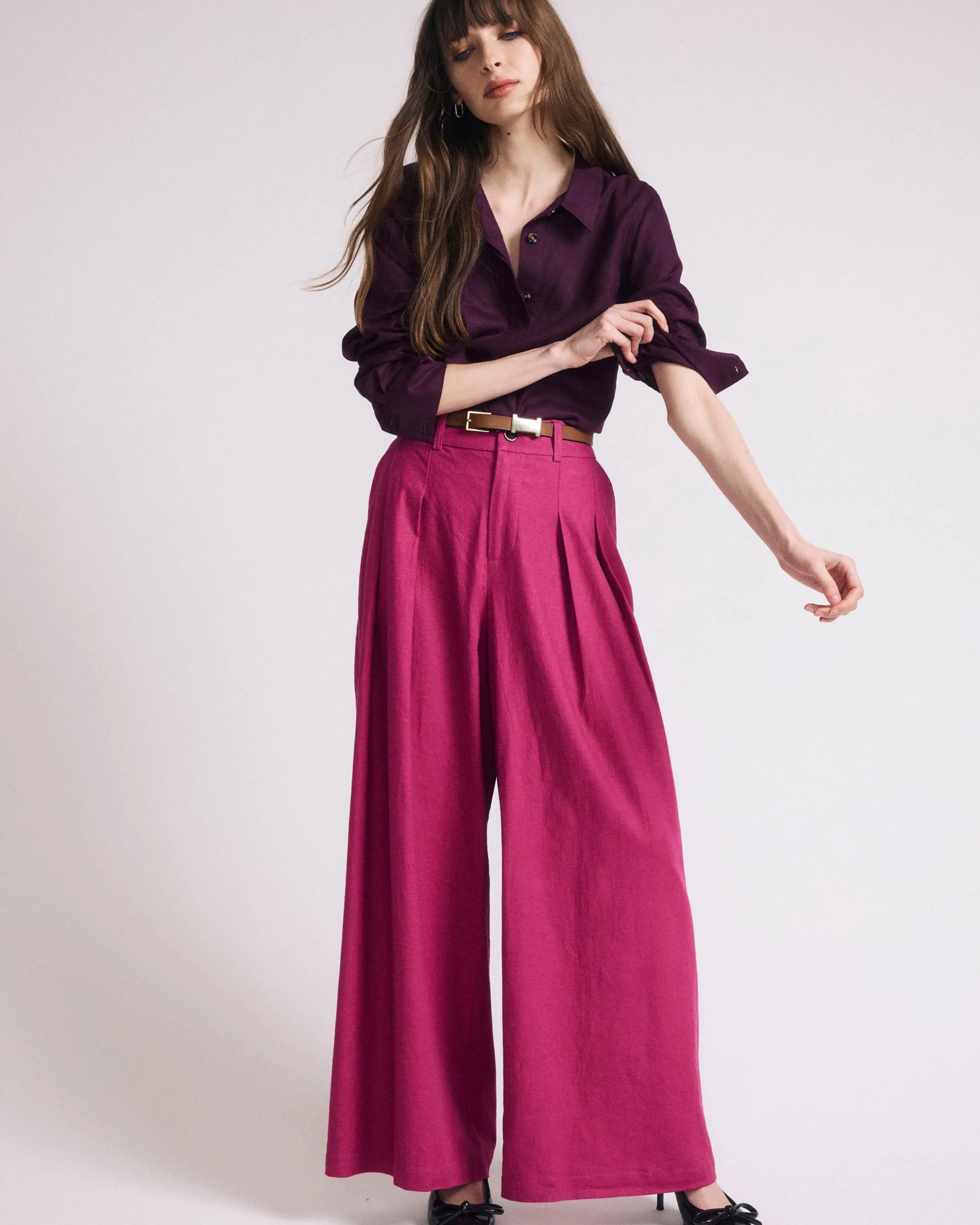 Elbe Stretch Linen Blend Shirt Acai