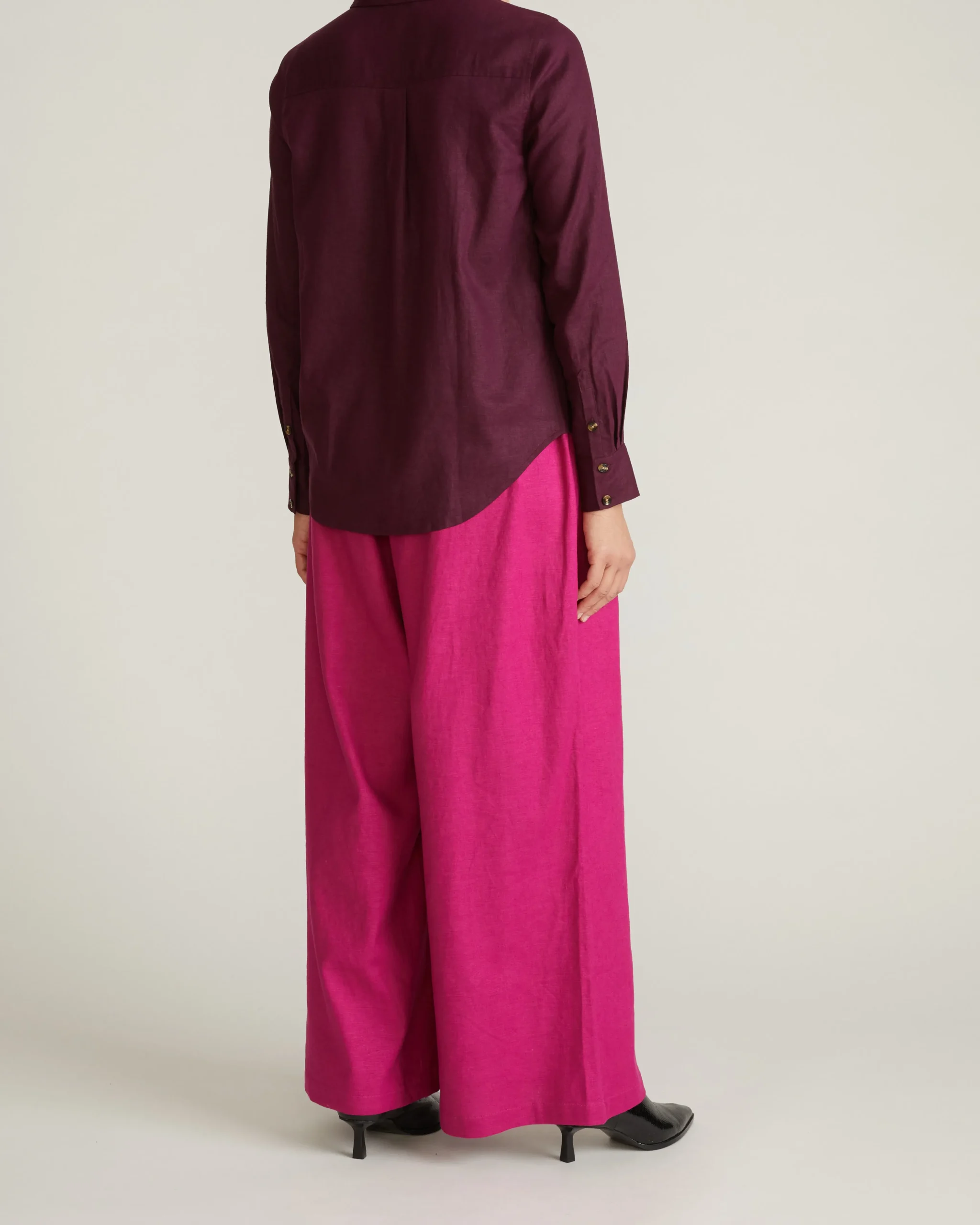 Elbe Stretch Linen Blend Shirt Acai