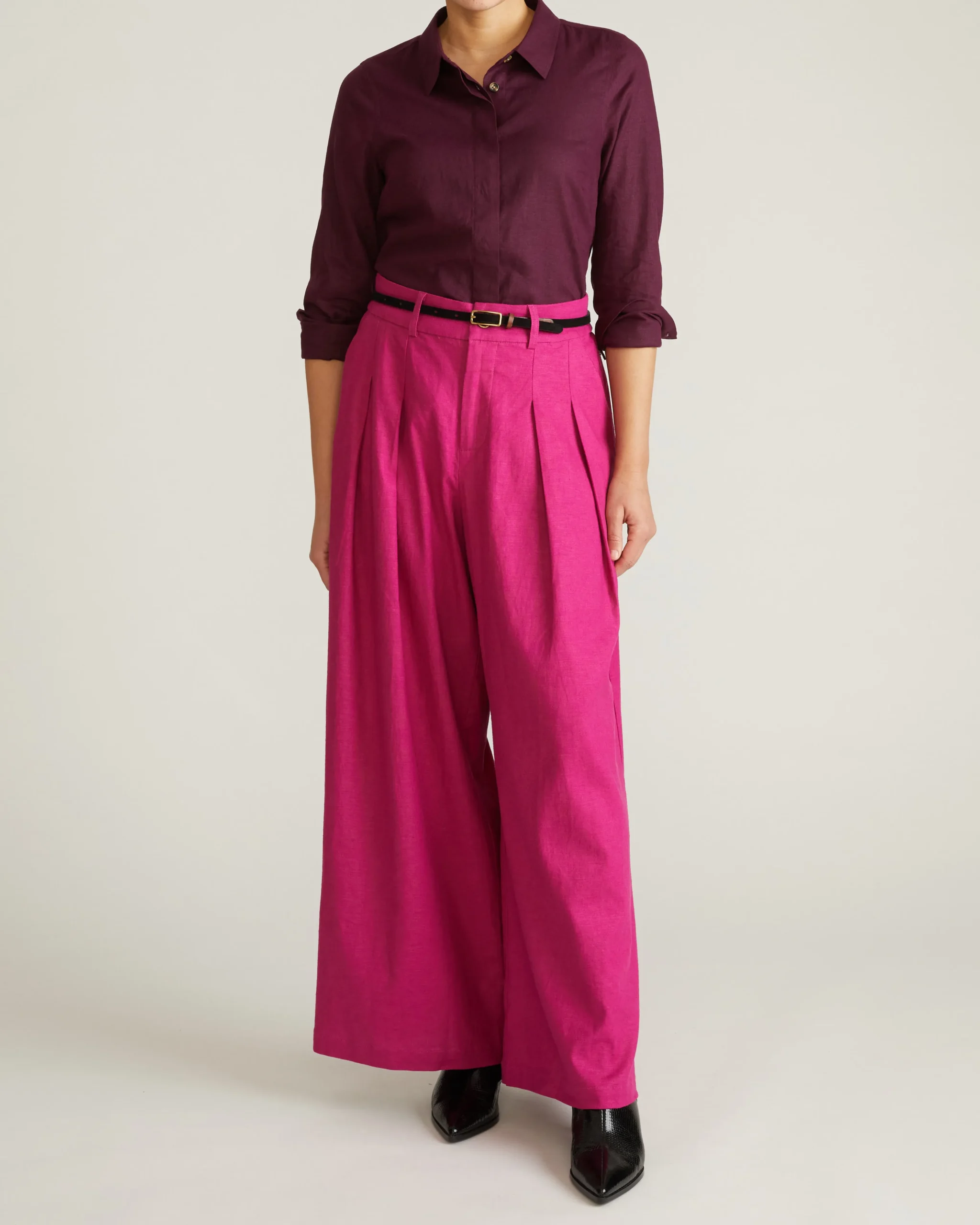 Elbe Stretch Linen Blend Shirt Acai