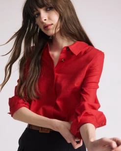 Elbe Stretch Linen Blend Shirt Brilliant Red