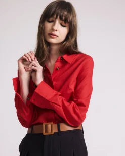 Elbe Stretch Linen Blend Shirt Brilliant Red