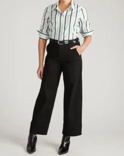 Elbe Stretch Poplin Shirt Classic Fit Forest Green Multi Stripe