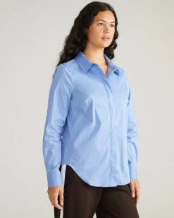 Elbe Stretch Poplin Shirt Classic Fit Soft Blue