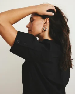Elbe Stretch Poplin Short Sleeve Shirt Black