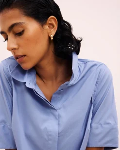 Elbe Stretch Poplin Short Sleeve Shirt Soft Blue