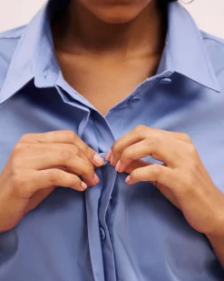 Elbe Stretch Poplin Short Sleeve Shirt Soft Blue