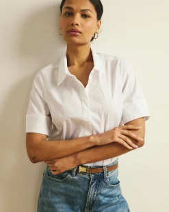 Elbe Stretch Poplin Short Sleeve Shirt White