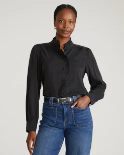 Endora Stretch Cupro Blouse Black