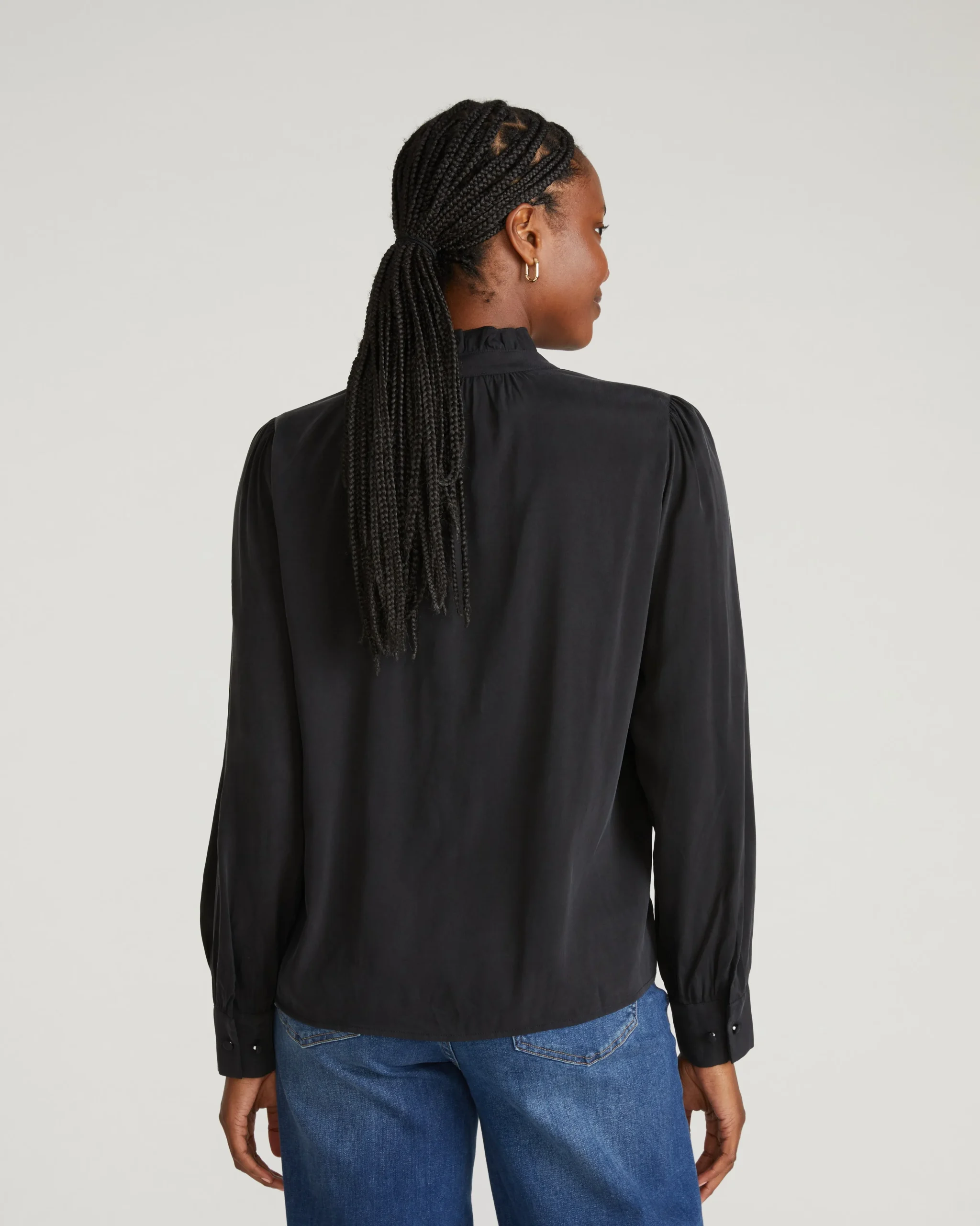 Endora Stretch Cupro Blouse Black