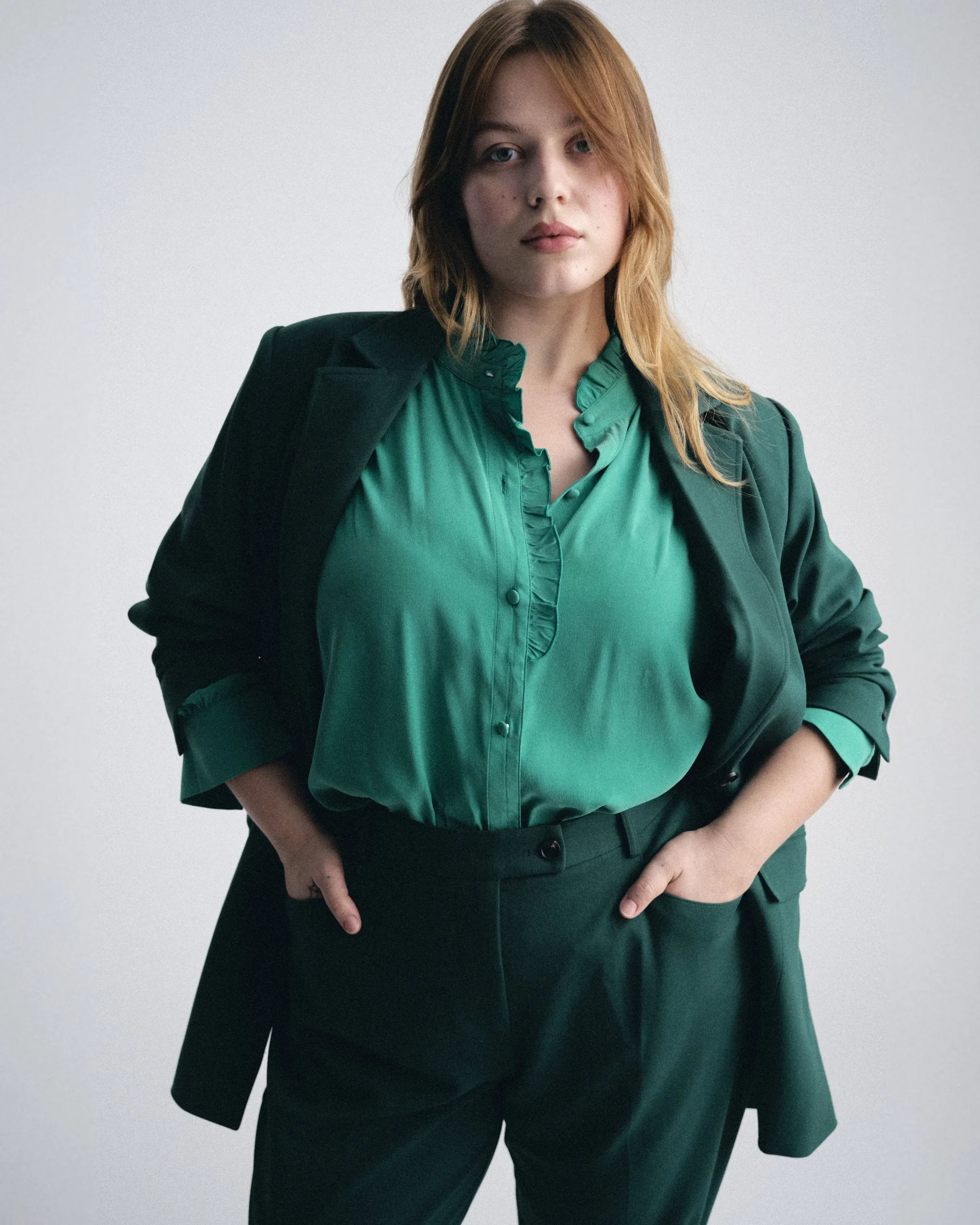Endora Stretch Cupro Blouse Green Tourmaline
