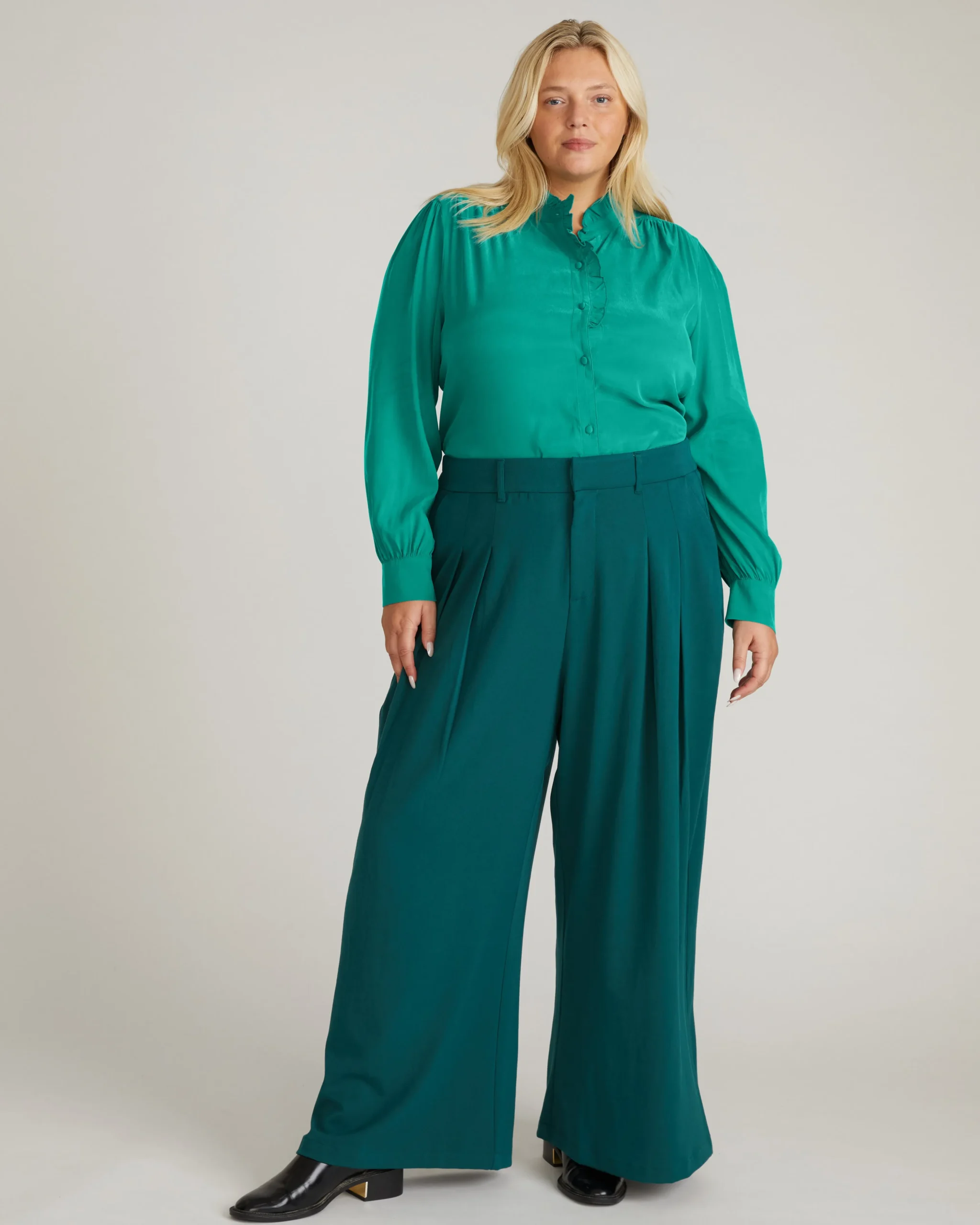 Endora Stretch Cupro Blouse Green Tourmaline