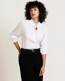 Endora Stretch Cupro Blouse White