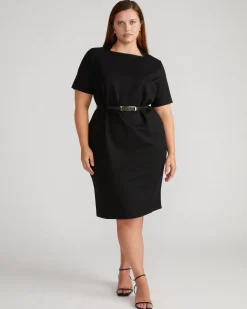 Envelope Neck Ponte Dress Black