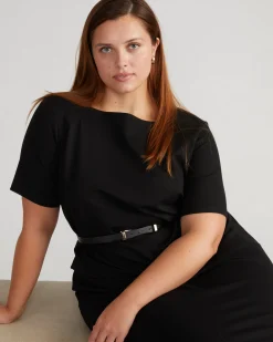 Envelope Neck Ponte Dress Black