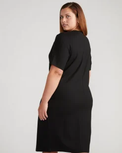Envelope Neck Ponte Dress Black