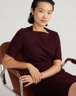 Envelope Neck Ponte Dress Black Cherry