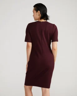 Envelope Neck Ponte Dress Black Cherry