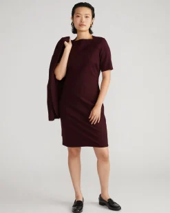 Envelope Neck Ponte Dress Black Cherry