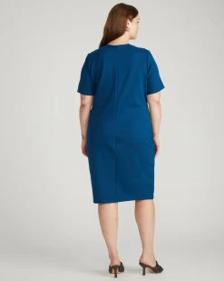 Envelope Neck Ponte Dress Deep Teal