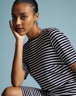 Envelope Neck Ponte Dress St. James Stripe