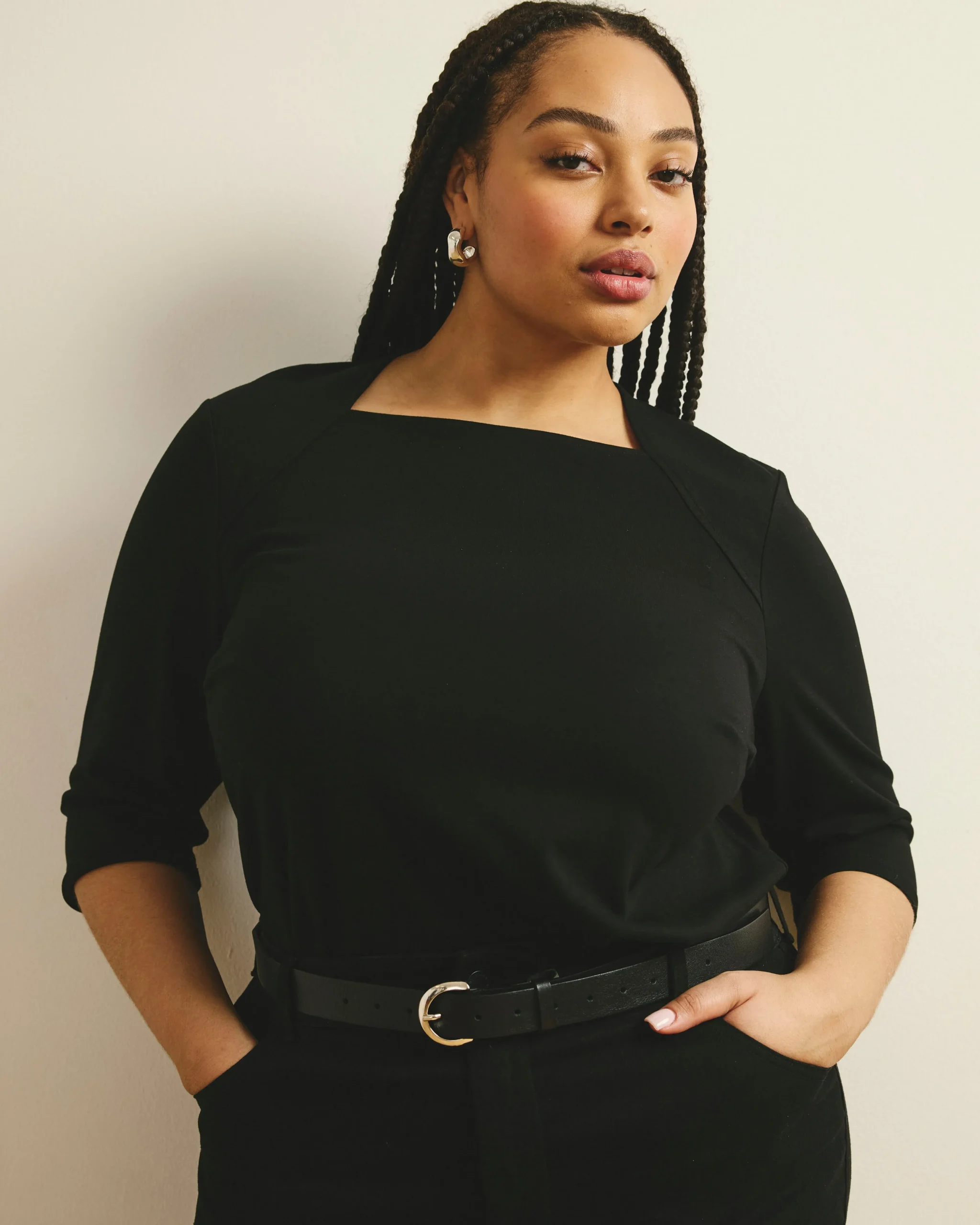Envelope Neck Top Black