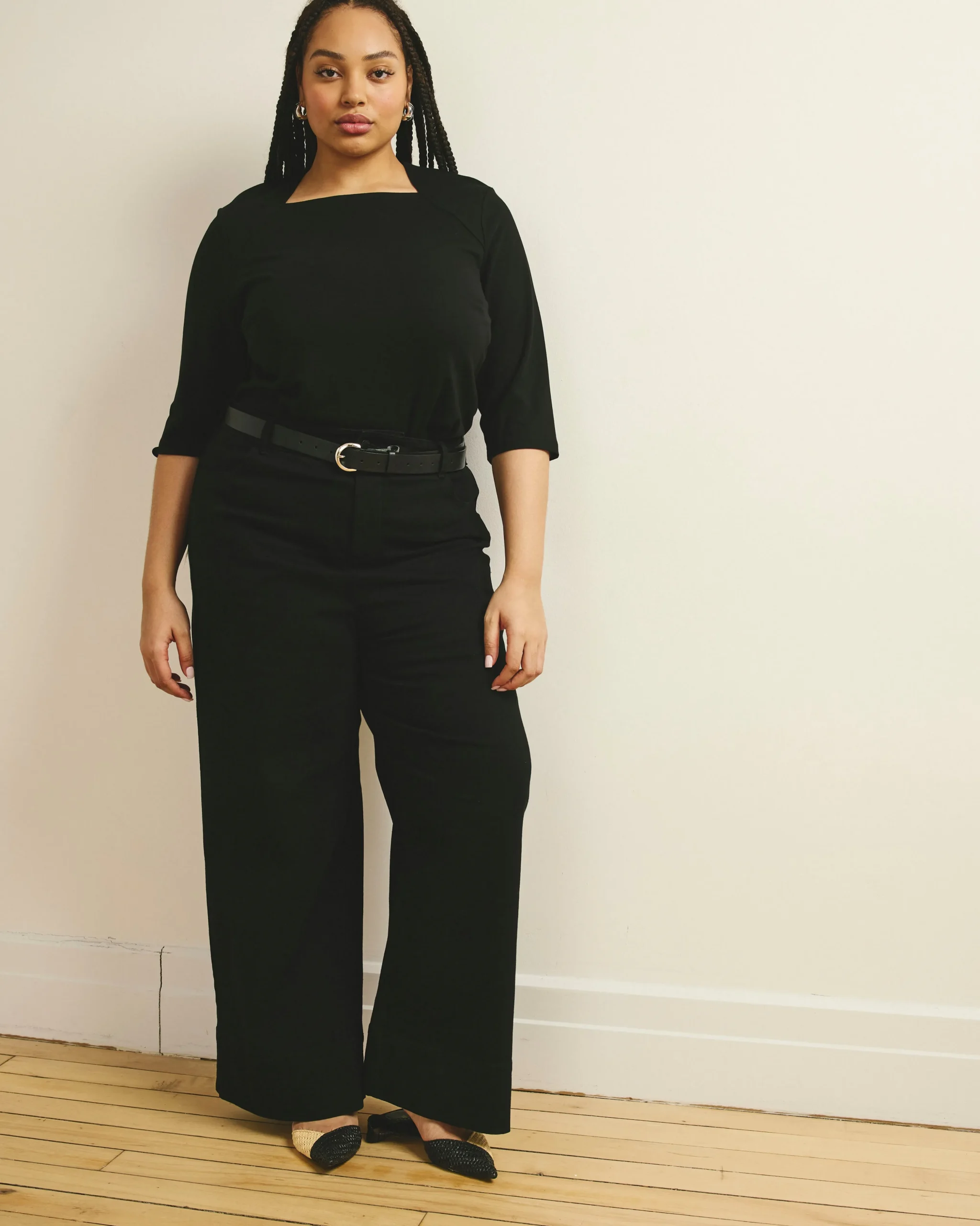 Envelope Neck Top Black
